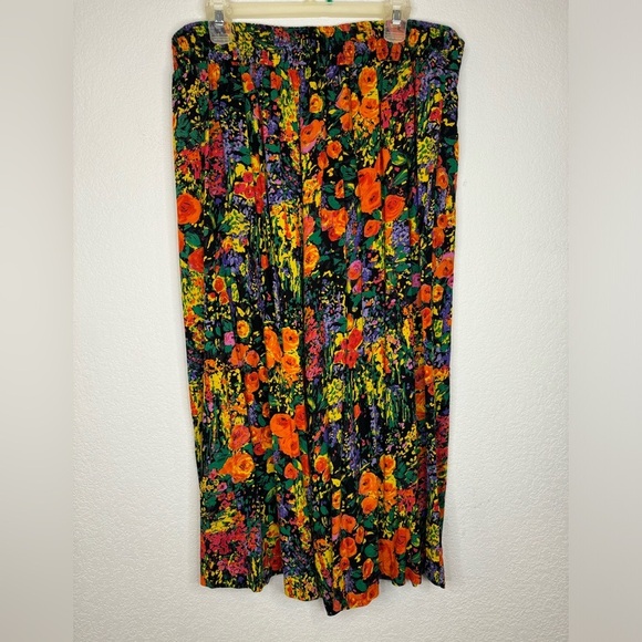 Adrian Jordan Vintage Floral Colorful Wide Leg Pants - Picture 6 of 13